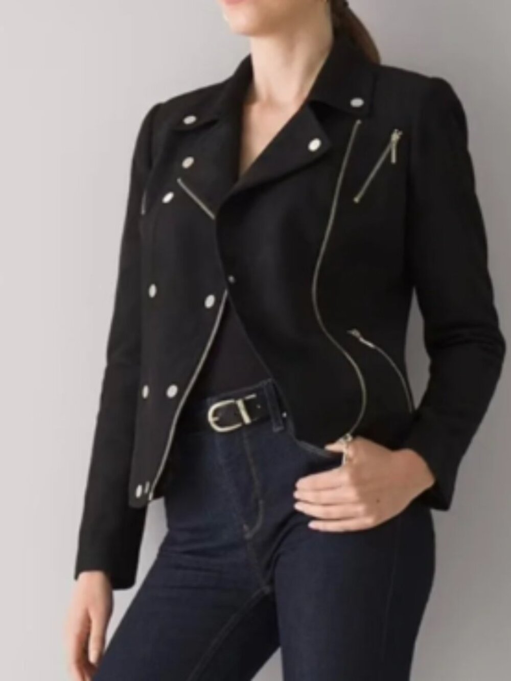 White House Black Market Faux Suede Moto Jacket